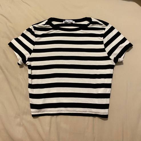 ZARA Black & White Striped Top