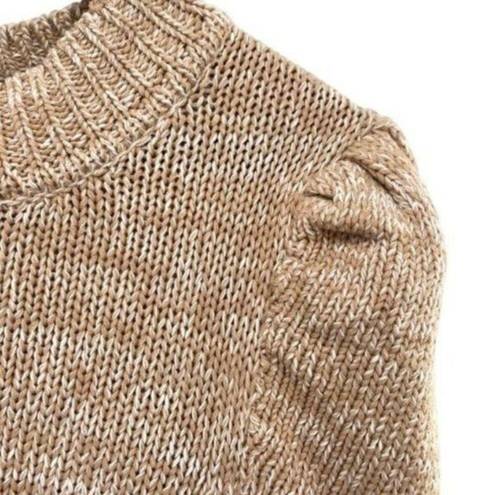 Harper  Puff Sleeve Marled Knit Chunky High Neck Sweater