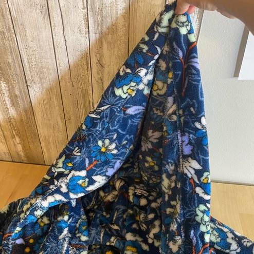 Vera Bradley Hooded Bath Robe Size S/M Navy Blue Floral Design