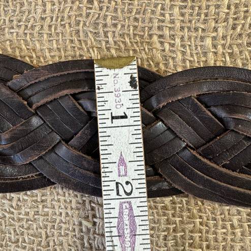 Old Navy Womens Woven Leather Belt W/ Big Circle Buckle 0-42 In m-Lrg