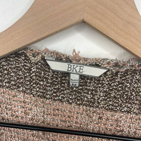 BKE  Patchwork Blues Women’s Multicolor Fringe Sweater Cardigan size Large