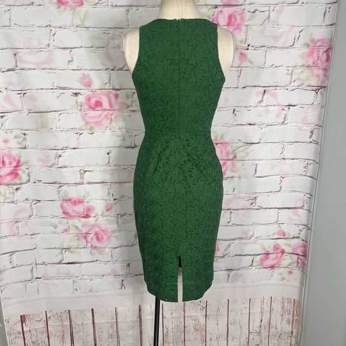 Tracy Reese  green lace sleeveless sheath dress with tie neck line