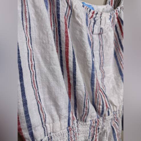 Draper James sleeveless smocked peplum waist striped cotton top size large