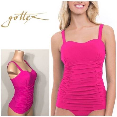 Gottex New. Pink  ruched tankini top. 32D. New