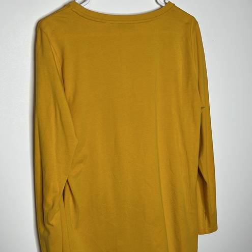 Isaac Mizrahi  Mustard Yellow Gold Long Sleeve Button Detail Top