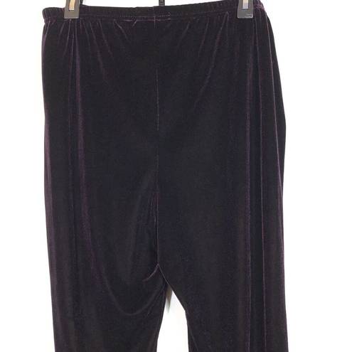 Kathie Lee Collection  Plum Purple Velvet Pants Pull-On Velour XL Retro Vintage