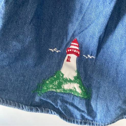 Krass&co Vintage 90s UM &  Nautical Lighthouse Embroidered Denim Mini Dress