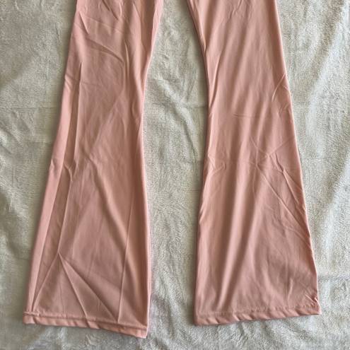 Pretty Little Thing Baby Pink Sport Metal Badge Sculpt High Waist Flare Pants