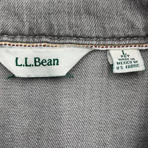 L.L.Bean  Grey Jean Jacket Denim Gray‎ Stretch Large