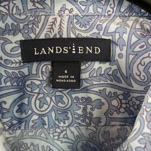 Polo LAND’s End Blue Button Down  Shirt 3/4 Sleeve