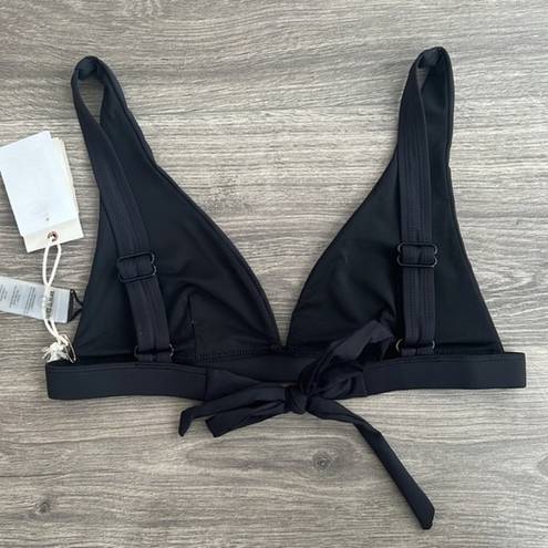 Good American NWT  Sexy Boost Triangle Bikini Top Black Tie Back Size 2 / Medium