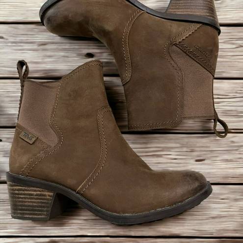 Teva  Anaya Chelsea Waterproof Brown Leather Boots Booties Size 6.5‎