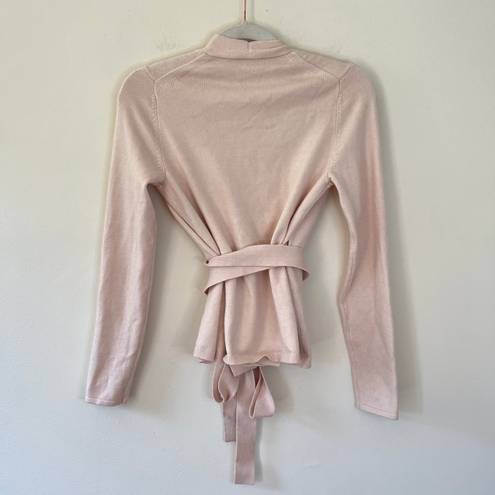 Anthropologie Ett:twa Harriet V-Neck Long Sleeve Wrap Sweater Light Pink