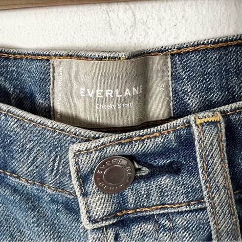 Everlane  Cheeky Blue Denim Shorts Button Closure