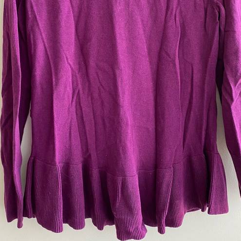 Isaac Mizrahi  Crewneck Ruffled Sweater, Fall Sweater, Size Medium, Fuchsia