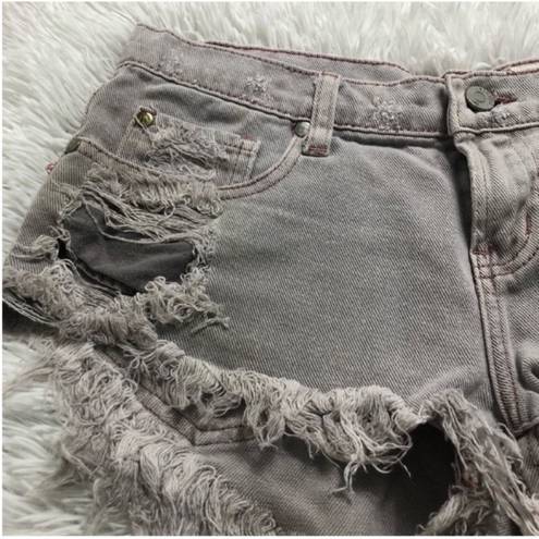 Pistola  Jean Shorts Denim Distressed Raw Hem Cut Off Gray Small