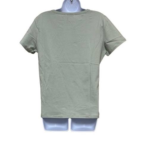 n:philanthropy  Womens L Cypress Slit T Shirt Green Distressed Short Sleeve NWT