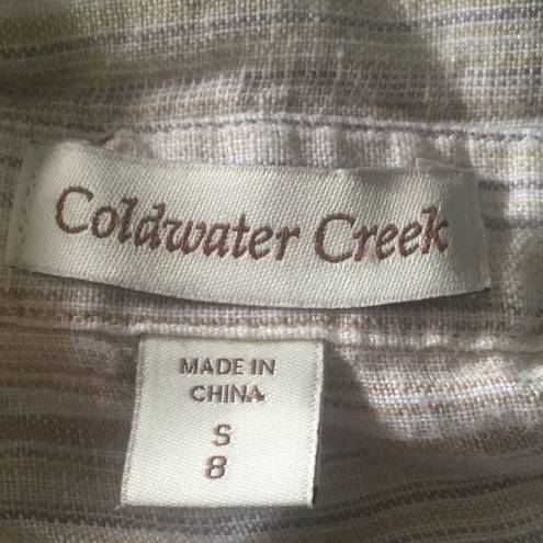 Coldwater Creek  Linen Button Striped Top S