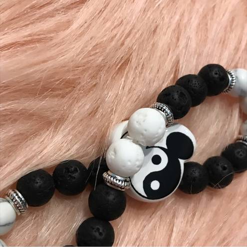 Disney Donald Duck & Mickey Yin Yang Lava Bead Friendship Bracelet Set