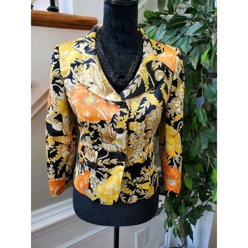 Jones Wear  Women's Floral Polyester Long Sleeve Single Breasted Blazer Size 6P