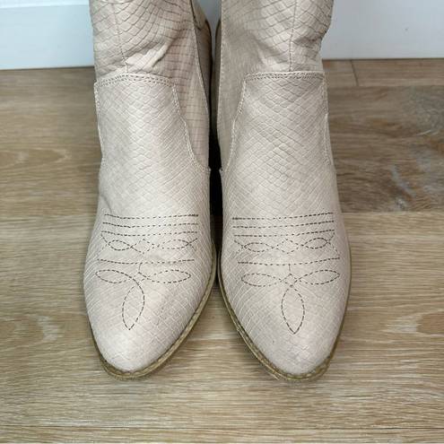 Dirty Laundry  Light Pink Western Reptile Embossed Ankle Boots