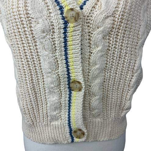 American Eagle Size M Sweater Vest Cream Button Up Cable Knit Academia NEW