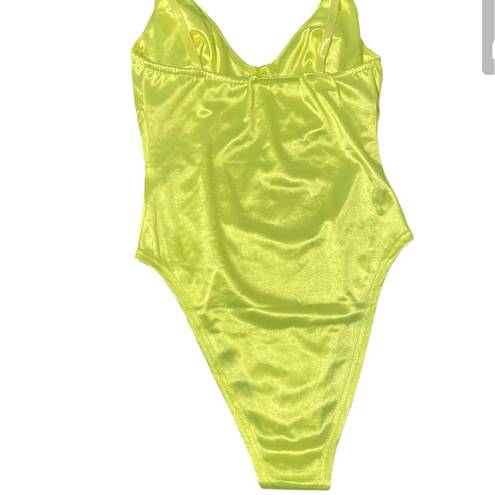 One Piece Fluorescent Yellow Neon Cami Bodysuit woman top  intimate New Sz small