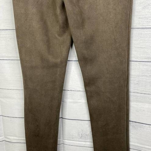 Andrew Marc  Womens Fitted Faux Suede Taupe Pull On Ankle Pants Size Small