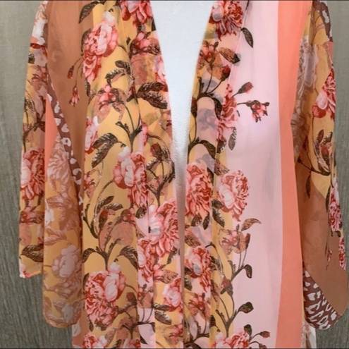 Moa Moa  NWT YELLOW ORANGE FLORAL LEOPARD DUSTER 3X