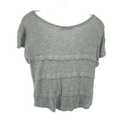 Edge Eri + Ali Womens Scoopneck Shirt Short Sleeve Raw  Stretch Pocket Gray Small