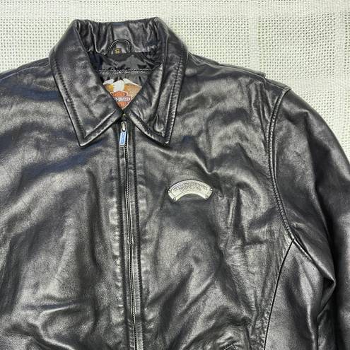 Harley Davidson VINTAGE  embroidered leather bomber jacket coat