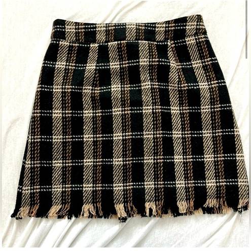 Sage  THE LABEL🍒SIZE XS🍒FRENCH DUO MIXED PLAID MINI SKIRT RAW HEM FULLY LINED