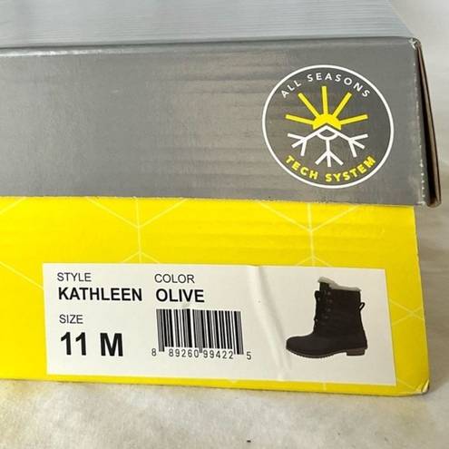 Khombu  Faux Fur Duck Boots Booties Kathleen Waterproof Olive Green Sz 11 New