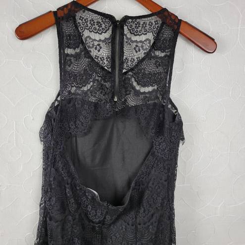 TCEC  Women Dress Size M Black Eyelash Scallop Lace Sleeveless Open Back Cocktail