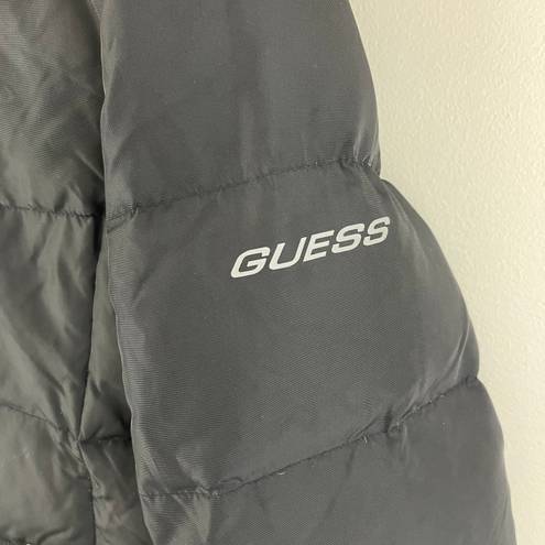 Guess Vintage Y2K Black Mock Neck Zip Up Down Puffer Winter Jacket