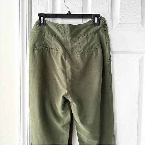 Anthropologie  Coquille Olive Green Soft Paperbag Tie Waist Casual Jogger Pants 8