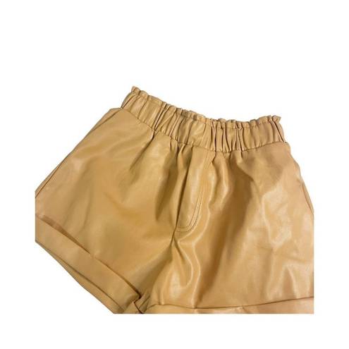 Forever 21  Caramel light Brown Faux Leather Shorts Women's S Stretch Waist Cuffe