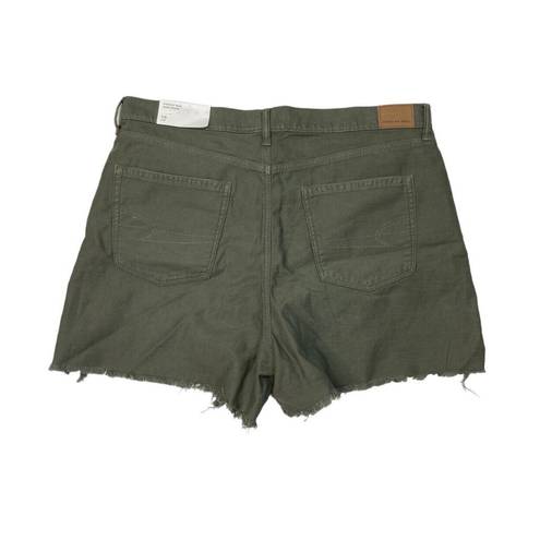 American Eagle New  Highest Rise Mom Shorts Womens 16/33 Green Raw Chewed Hem