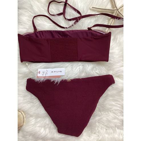 PilyQ New.  plum and rose metallic bandeau top. M-top/S-bottoms