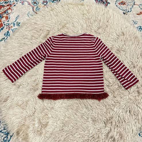 Kate Spade  fringe striped blouse size medium