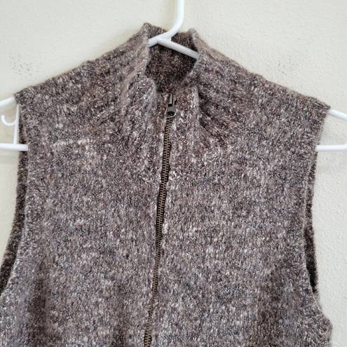 J.Jill  Marled Brown Knit Stand Collar Full Zip Wool Alpaca Sweater Vest Size M