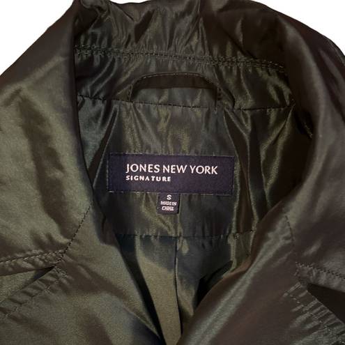 Jones New York Vintage Metallic Green Short Trench Coat. Size S. EUC