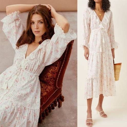 By Anthropologie Long-Sleeve Gauzy Midi Dress