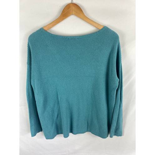 J.Jill  Turquoise Juno Ribbed Sweater Size Medium