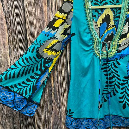 Hale Bob Cabana Silk Beaded Tunic Coverup