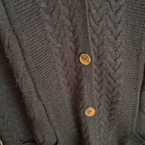 J.Jill  Chunky Cable Knit Button Front V Neck Cardigan Navy Size XL NWT