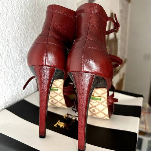 L.A.M.B. Rhett Heel Womens Size 9 Red Leather With Box Dust Bag Y2k Vtg