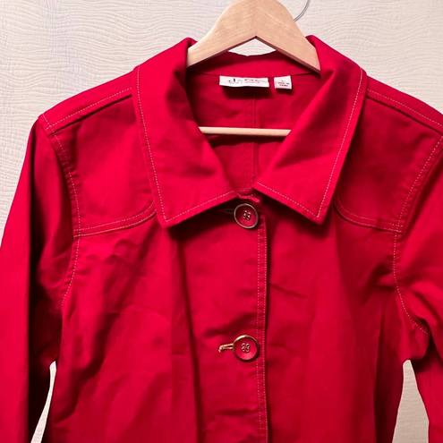 D & . NEW Denim and Company Red Jean Jacket Womens M Christmas Valentines Day