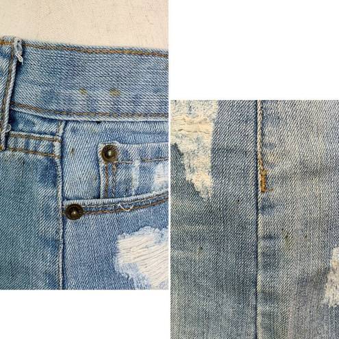 Urban Behavior Vintage Distressed Frayed-Hem Blue Denim Mini Skirt