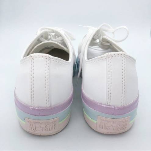 Converse  CTAS Lift Ox Platform Shoes Pastel Glitter Rainbow White Womans US 10.5